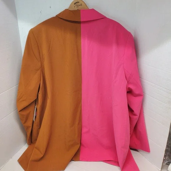 ELOQUII Colorblock Blazer Jacket Pink Brown Two Tone Oversized Womens Size 26